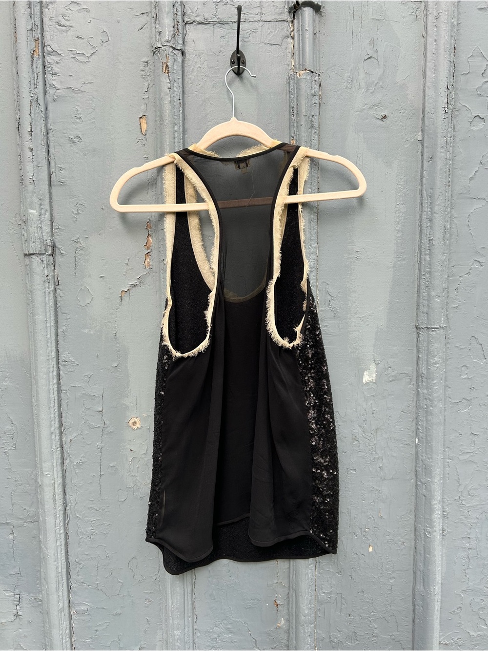 Wilfred Black Sequins Silk Racerback Tank Top - Picture 3 of 9